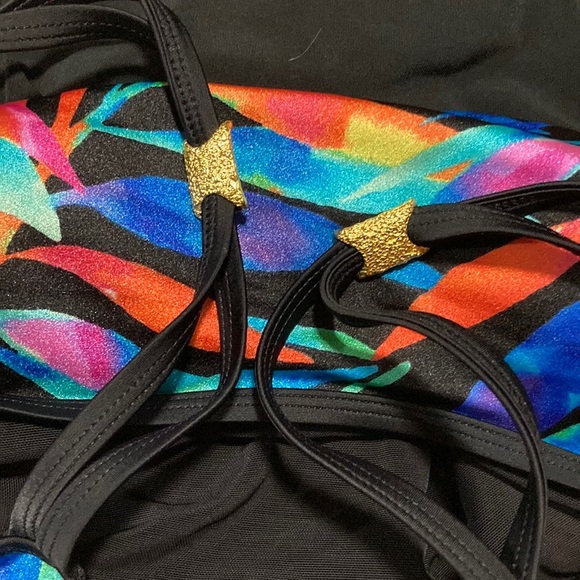 Robbie Len Colorful Tropical Print Women's One Piece Swimsuit - Picture 11 of 12